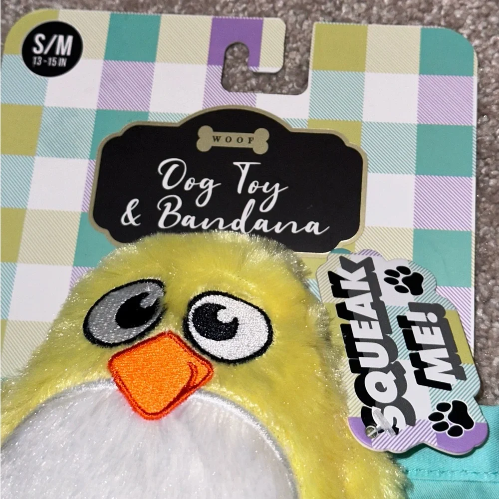 NWT Do You Want a Peep of Me Dog Bandana and Chick Squeaky Toy.